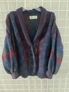 Vintage Wool Cardigan Purple Made in Scotland One Size Women’s Button Up - Picture 1 of 13