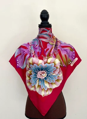 Nueva Bufanda Burberry Clásica Casa Logo Cuadros Beige Negro Rojo Borde Envoltura de Seda Foto 1 de 4