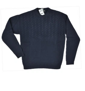 The Men's Store Heavyweight Cable Knit Merino Wool Navy Sweater M NEW 9715 - Picture 1 of 6