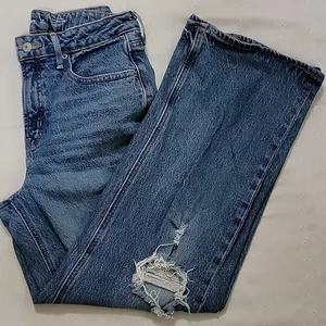 Women's Old Navy Sky-Hi Wide Leg Jeans, Washed Blue, Size 6 Petite, Pre-Owned - Picture 1 of 10