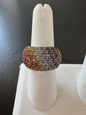 Anillo Chuck Clemency 3.36 CT Arco Iris Cúpula Anillo Oro 925 Vermeil 7 Foto 1 de 4