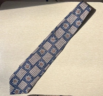 Corbata Geoffrey Beene 100 % seda vintage para hombre hecha en Italia flor a cuadros Foto 1 de 4