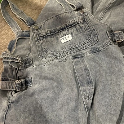 Daze Denim Overalls Light Wash Size Large (4) Side Buckles Brand New Wide Leg - Image 1 of 4