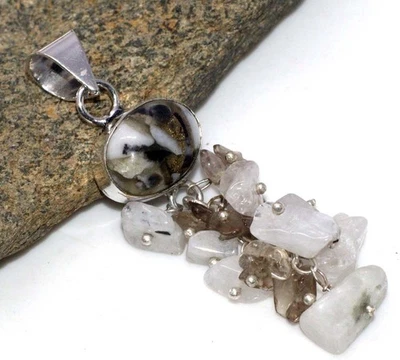 Colgante Uvas Cobre Blanco Búfalo Turquesa Piedra Lunar Cuentas 2.5" GW Foto 1 de 3