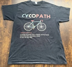 Cycopath Cycling Bike T Shirt Sz L Men Biking Funny Black Short Sleeve Graphic - Picture 1 of 7