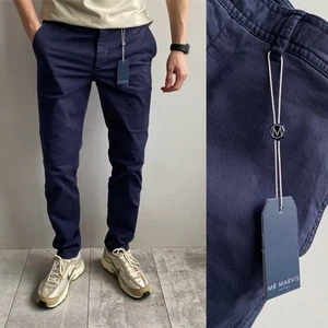 Mr.Marvis Cosmics Herren Stretch Slim Chino Hose Navy Größe 32x30 (S/M) UVP109£ - Bild 1 von 18