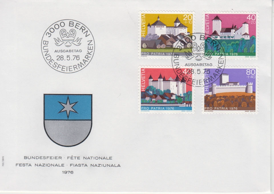 SWITZERLAND : 1976   FDC/ COVER - SCOTT #  B439/42  PRO PATRIA  / BERNE - Image 1 of 1