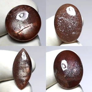 Galaxy Glitter ~ Lote de 4 piedras preciosas cabujón de 15-21 mm piedra solar púrpura natural neblina - Imagen 1 de 13