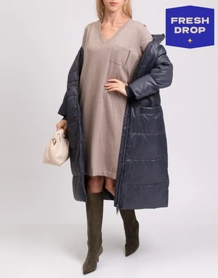 PVP €780 FABIANA FILIPPI Vestido Jersey Lana Seda Cachemira IT44 US8-M UK12 L Cuello en V Foto 1 de 4