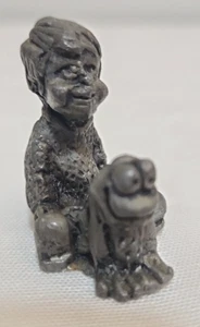 Vintage Miniature Pewter Figurine - Michael Ricker - Boy w/ Frog 1.5" x 1.5" - Picture 1 of 8