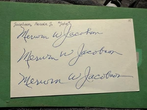 Merwin Jacobson 1915-1927 Giants Dodgers OF SIGNED 3x5 Index Card (d. 1978) RARE - Bild 1 von 2