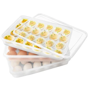 3 Pcs Egg Holder for Refrigerator,Deviled Egg Containers with Lid,Plastic Sta... - Picture 1 of 7