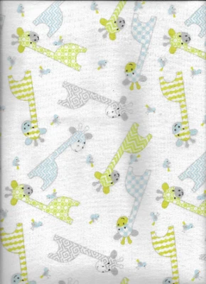 Nuevo AE Nathan Cómodo Bebé Jirafas y Pájaros en Tela de Franela Blanca por T Media Yarda Foto 1 de 3