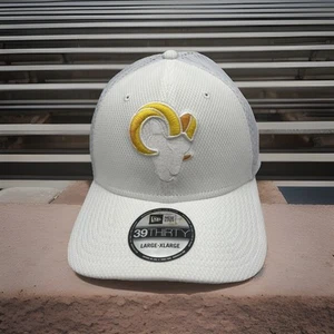 LA Rams Hat New Era 39Thirty  "White Gold" 2 Tone Cap Mens Stretchfit SZ XL H90 - Picture 1 of 8