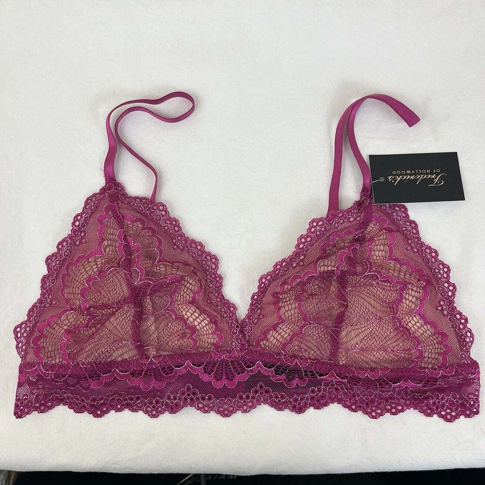 Bralette Frederick’s of Hollywood Caroline forrado de encaje y malla XL fucsia Foto 1 de 4