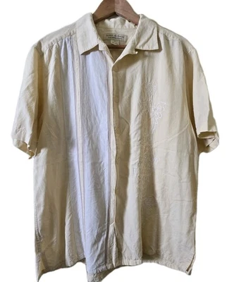 Camisa Island Republic Mezcla Seda Botón Hawaiano Tropical Marfil Para Hombre Mediana Foto 1 de 4