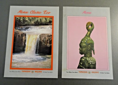 lot 2 MENU collection CAMAIR CAMEROON AIRLINES 1980 90 DOUALA PARIS GAROUA ABE - Photo 1/4