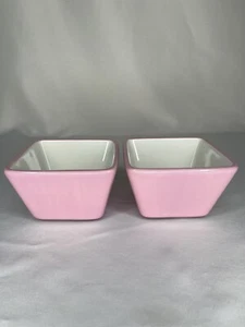 Pampered Chef Simple Additions 2 Serving Small Square Bowls Plates Pink Ribbon - Picture 1 of 9
