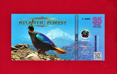 35 AVES DOLLARS 2017 ATLANTIC FOREST - HIMALAYAN MONAL - RARE SPECIMEN UNC NOTE - Image 1 of 2