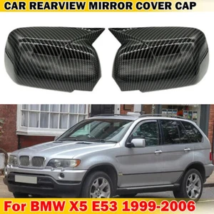 For BMW X5 E53 1999-2006 Rearview Side Mirror Cover Wing Cap Trim Add on Carbon - Picture 1 of 9