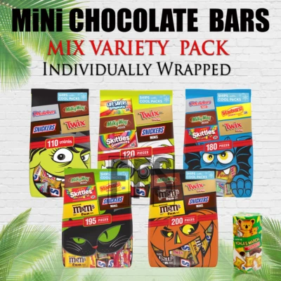 Mini Chocolate Bar Snickers Twix M&Ms Mars Milky Way Gummy 3 Musketeers VARIETY - Image 1 of 2