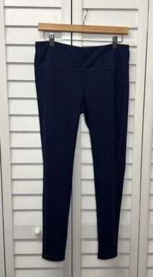 Athleta Westchester Chaturanga Reversible Leggings Size Large Navy & Blue Print - Image 1 of 4