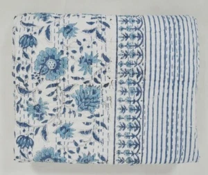 Indian Floral Print Reversible Cotton Kantha Quilt hand block Print Twin Quilt - Picture 1 of 8