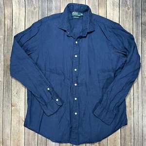 Polo Ralph Lauren Resort 100% Linen Long Sleeve Button Shirt XL Mens Blue - Bild 1 von 7