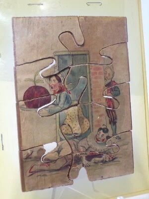 Vintage Wooden Jigsaw Puzzle Art w Mischievous Clown 5x4 052024WT2 - Image 1 of 2