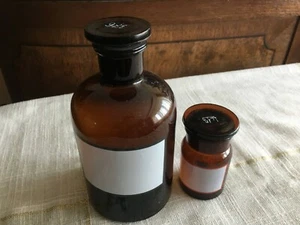 Set Tschechienslowakei Vintage Glas Apotheker Labor Flaschen Apotheke medizinische Flasche - Bild 1 von 11