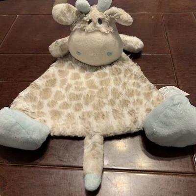 Nat & Jules Lovey Security Plush Blanket Giraffe Pale Blue Tan Brown Spots Gray - Image 1 of 4
