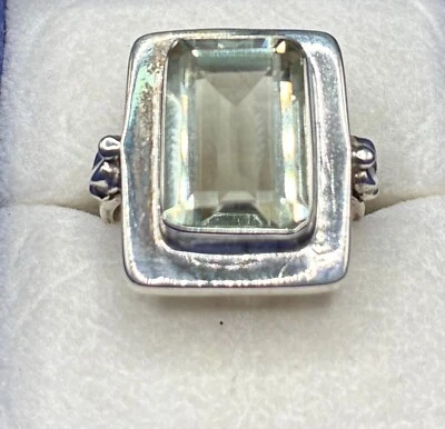 Anillo solitario de amatista verde 925 de ley India talla 6 Foto 1 de 4