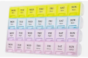 Two Times Per Day Extra Large Weekly Pill Organizer Medicine Cases Boxs - Picture 1 of 6