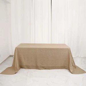 NATURAL 90x132" Rectangular Faux Burlap Tablecloth Wedding - Picture 1 of 7
