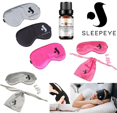 SLEEPEYE Sleep Eye Mask & Sleep Essential Oil Set Ear Plugs Silk Eye Blind Travel Gift