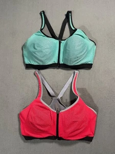 Victoria Secret VSX Athletic Gym Sport BH 38DD Cross Back Pink Teal - Bild 1 von 17