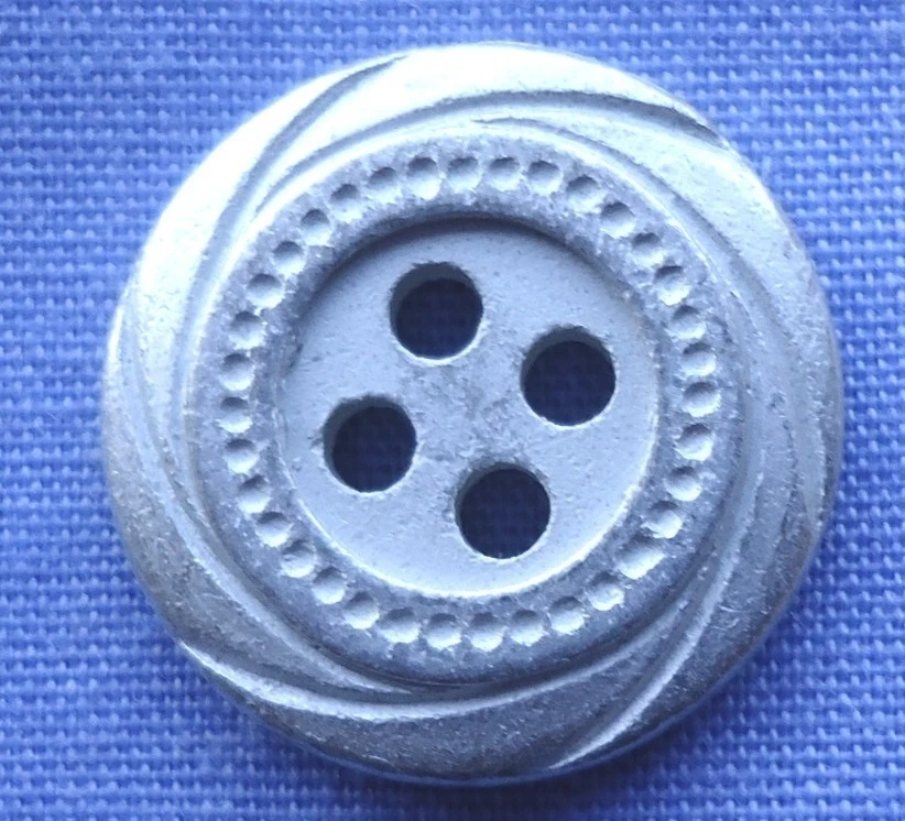 15mm Metallic Silver Coloured 4 Hole Button (per button) - Image 1 of 1