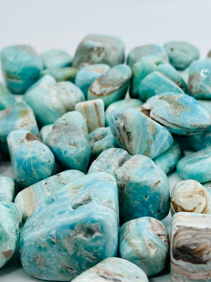 Blau Aragonit Trommelsteine 1kg Qualität Naturstein Heilstein Edelsteine 20-40mm - Bild 1 von 4