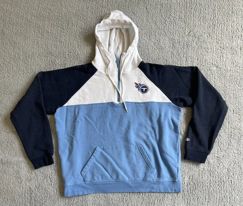 New Era Tennessee Titans Hoodie 1/4 Zip Hooded Sweatshirt Mens Large Blue NFL Cover
