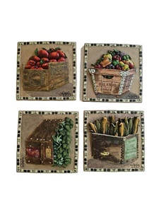 4pc Stunning and Colorful Mary Beth Zeitz 3D Wall Plaques 5.5× 5.5 - Picture 1 of 6