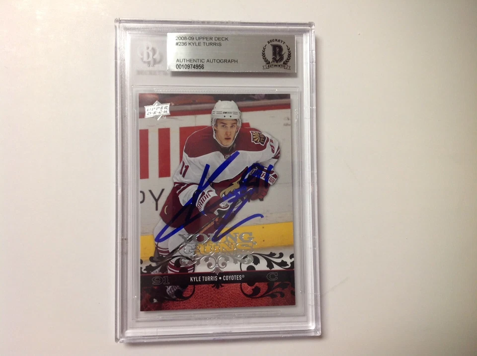 Kyle Turris Signed 2008/09 UD Young Guns RC Card Slabbed Beckett BAS BGS a - Image 1 of 2