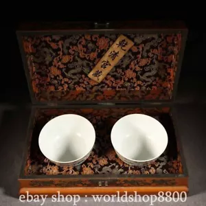 15.2" Kangxi Marked Chinese Colour enamels Porcelain Flower Bowl Pair Box Set - Picture 1 of 9