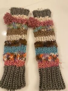 Women’s Winter MUDD Half Finger Fingerless knitted Gloves multicolor grey