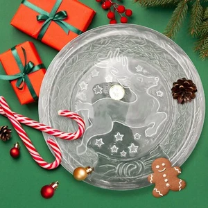Celebrations Christmas Clear Glass Frosted Reindeer Candle Holder 8" - Picture 1 of 6