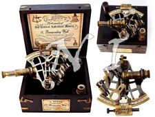 Antique Nautical Brass J. Scott Ship Working Sextant in Wooden Box Navigation