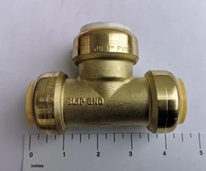 10 Pcs 1" CTS X 1" CTS X 1" IPS PVC SLIP TEE, IPS PUSH FIT TEE, LEAD FREE, BRASS - Picture 1 of 4