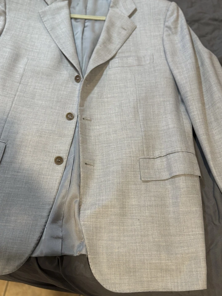 Blazer Abrigo Deportivo KITON BERGDORF 44R Gris 100% Cachemira 3 Botones Pequeño DEFECTO AGUJERO Foto 1 de 4
