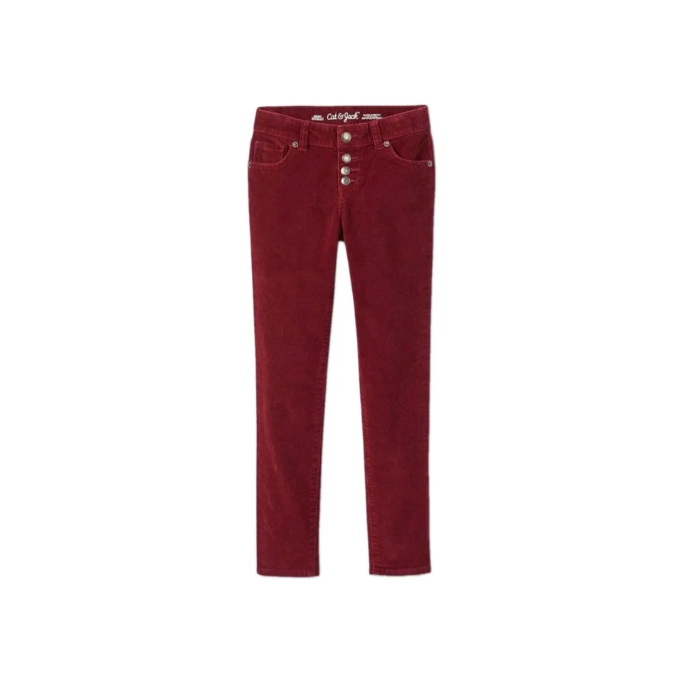 Pantalones de mezclilla ajustados de pana tiro bajo Cat & Jack para niñas - Borgoña 14 Foto 1 de 1
