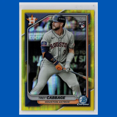 Trey Cabbage Rookie /75 #100 2024 Bowman Chrome Yellow Houston Astros Baseball - Image 1 of 4