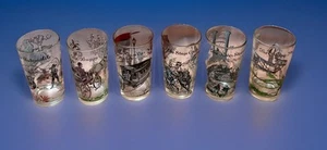 Vintage Armour Erdnussbutter Gläser Becher 5" Transport Serie 6er Set - Bild 1 von 22
